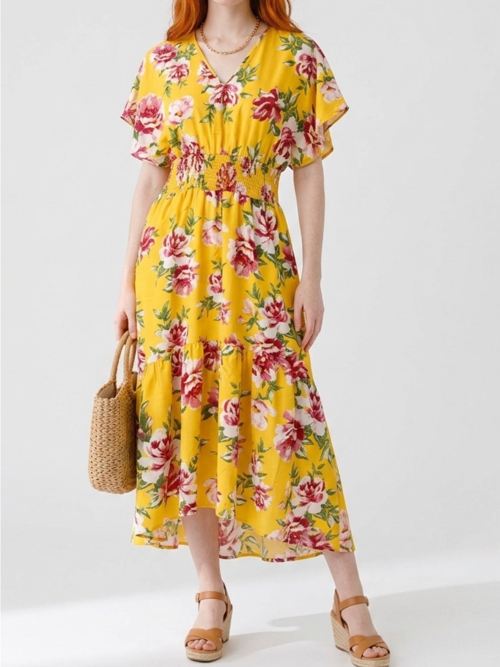 Cute summertime dress yellow and floral